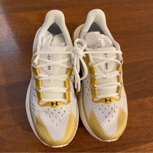 Under Armour White and Gold Athletic Shoes